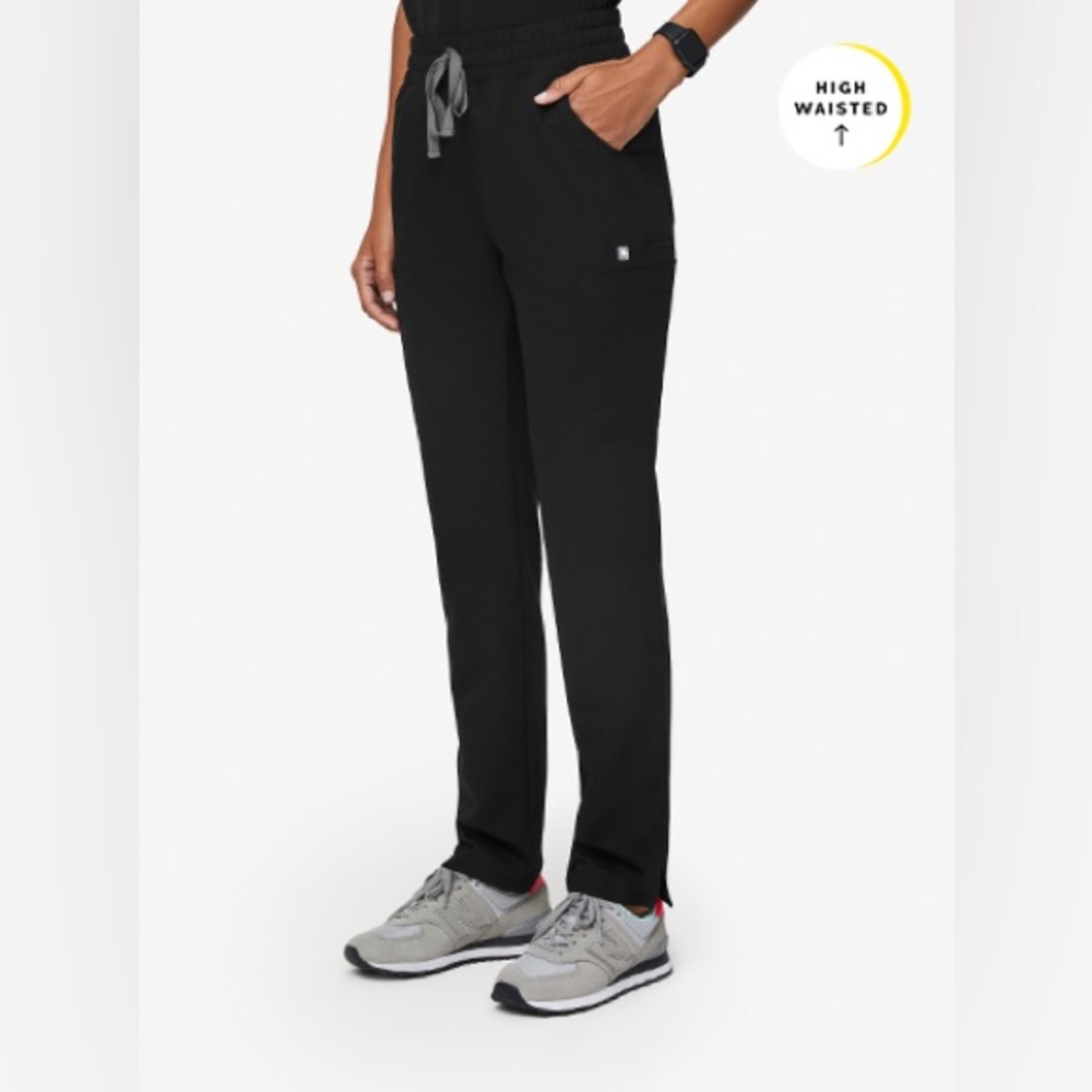 Figs Black High Waisted Yola Scrub Pants (original waistband)